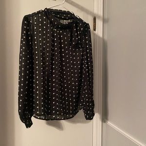 Brand: Kontroi Contemporary black & white polka dot sheer blouse - Size Large